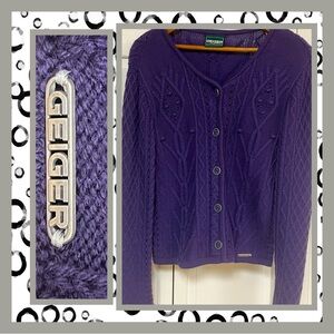 Austrian Wool Geiger Collections Royal Purple Textured Knit Cardigan Tag/Size 36